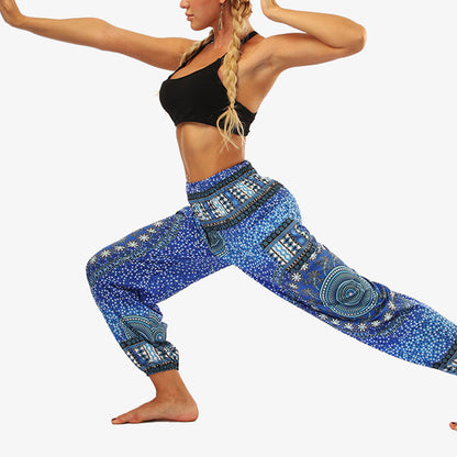 Mythstone Hippie Pants Baggy Boho High Waist Lounge Trousers with Pockets Women's Yoga Pants