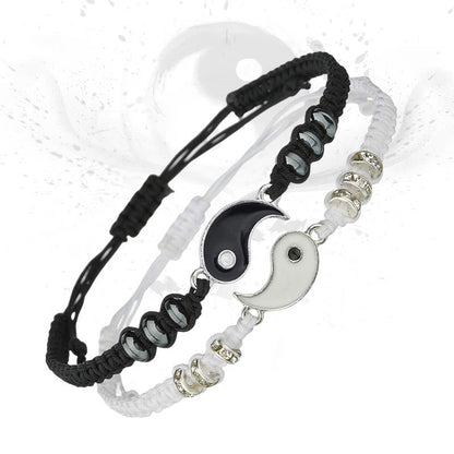 MythStone 2pcs Yin Yang Hematite Couple Bracelet