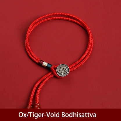 Mythstone 925 Sterling Silver Chinese Zodiac Luck Braided Red String Double Layer Bracelet