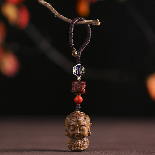 Mythstone Chinese Zodiac Natal Buddha Green Sandalwood Om Mani Padme Hum Peace Key Chain