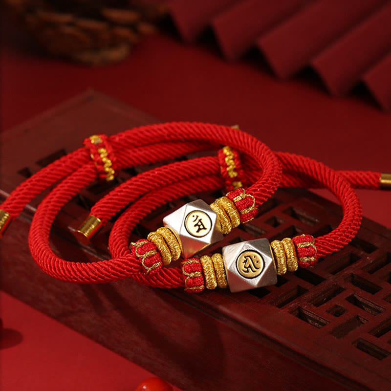 Mythstone 999 Sterling Silver Chinese Zodiac Natal Buddha Red Rope Luck Strength Handcrafted Kids Bracelet