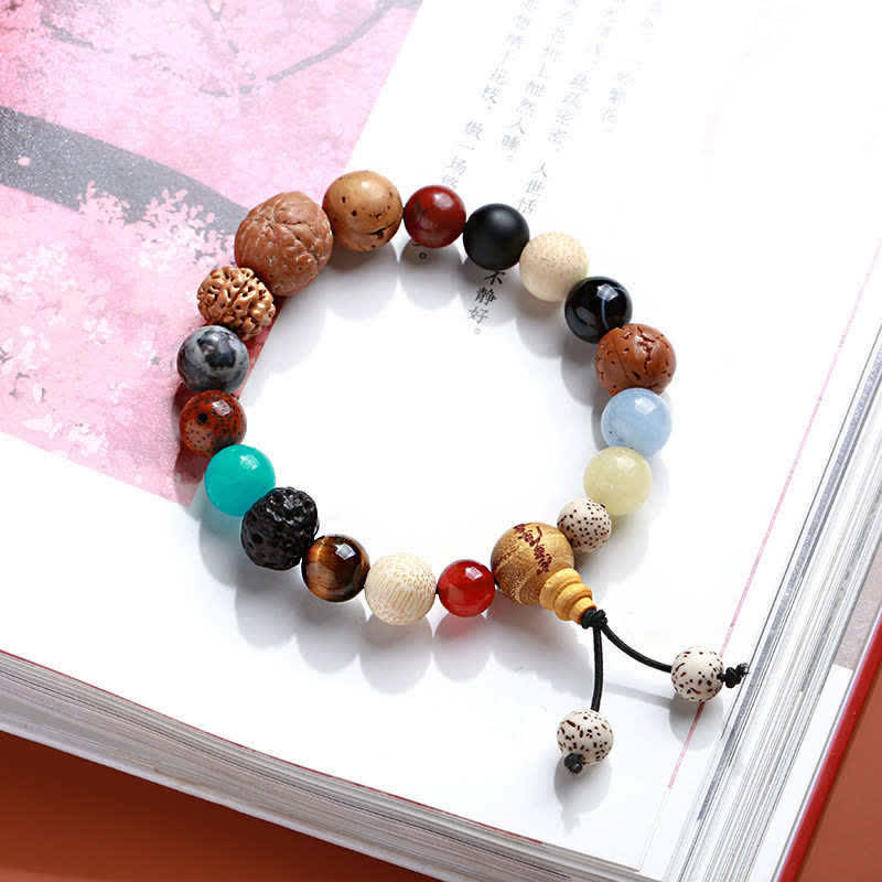 MythStone Bodhi Seed Agate Wisdom Harmony Wrist Mala Bracelet