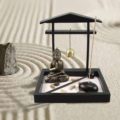 Buddha Statue Rocks Meditation Peace Zen Garden Set Home Decoration