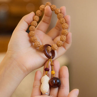 Pulsera de amuleto de la suerte y la riqueza con semillas de Bodhi de Rudraksha del Tíbet Mythstone