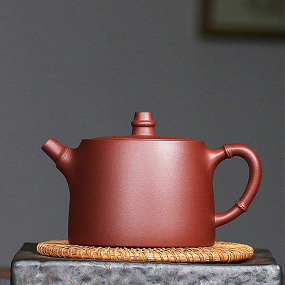 Mythstone Handmade Vintage Bamboo Purple Clay Kung Fu Teapot