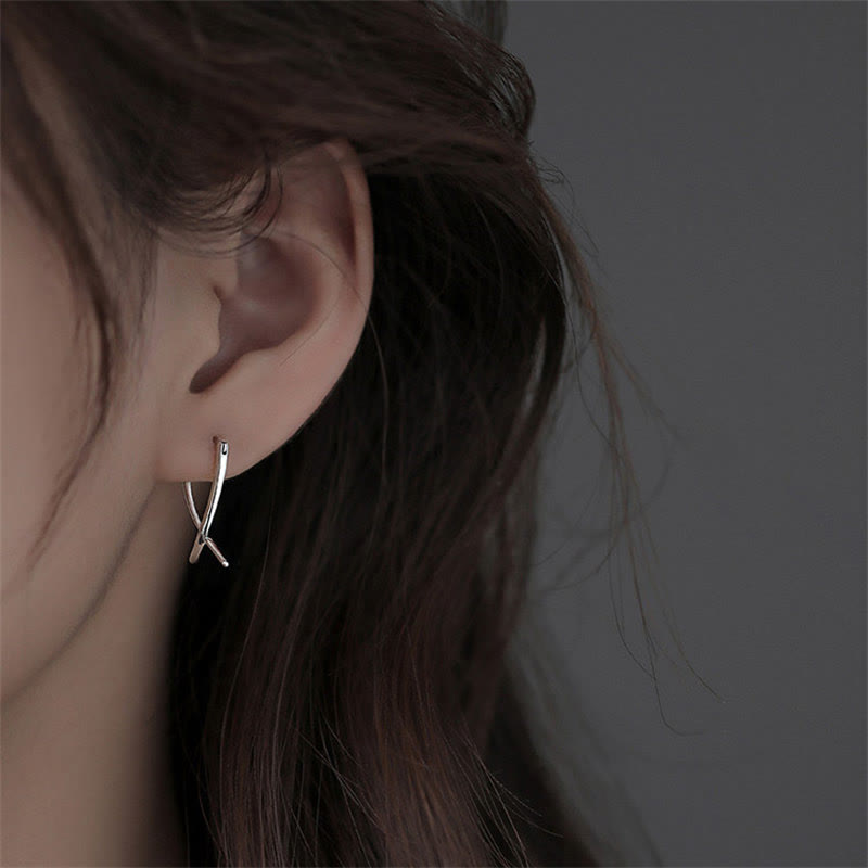 Mythstone Geometric Cross Design Luck Hoop Earrings