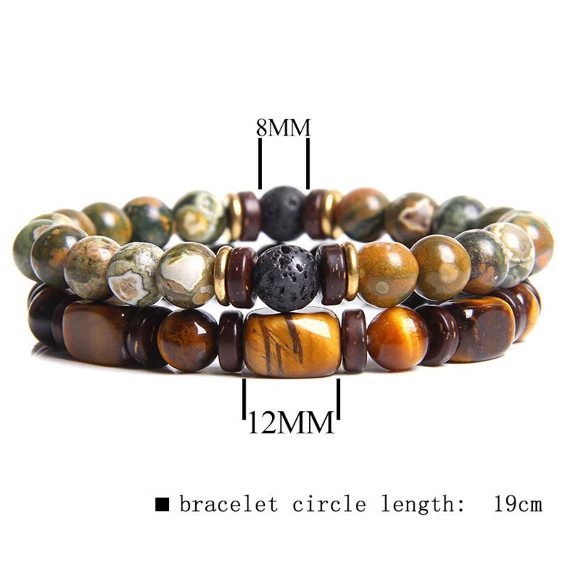 Mythstone 2PCS Healing Crystal Emperor Stone Tiger Eye Bead Bracelet