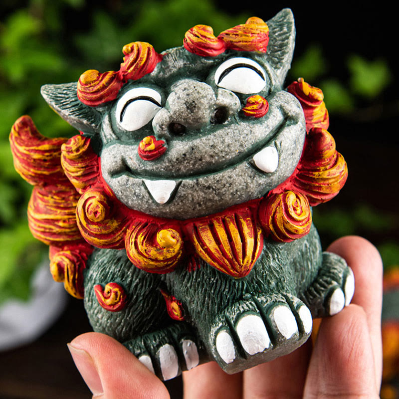 Mythstone Small Pair of Lion Fu Foo Dogs Ward Off Evil Protection Home Resin Decoration