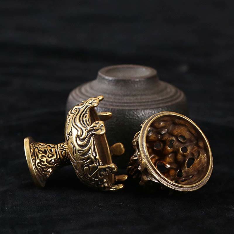 Mythstone Tibetan Mini Mountain Pattern Meditation Copper Alloy Incense Burner