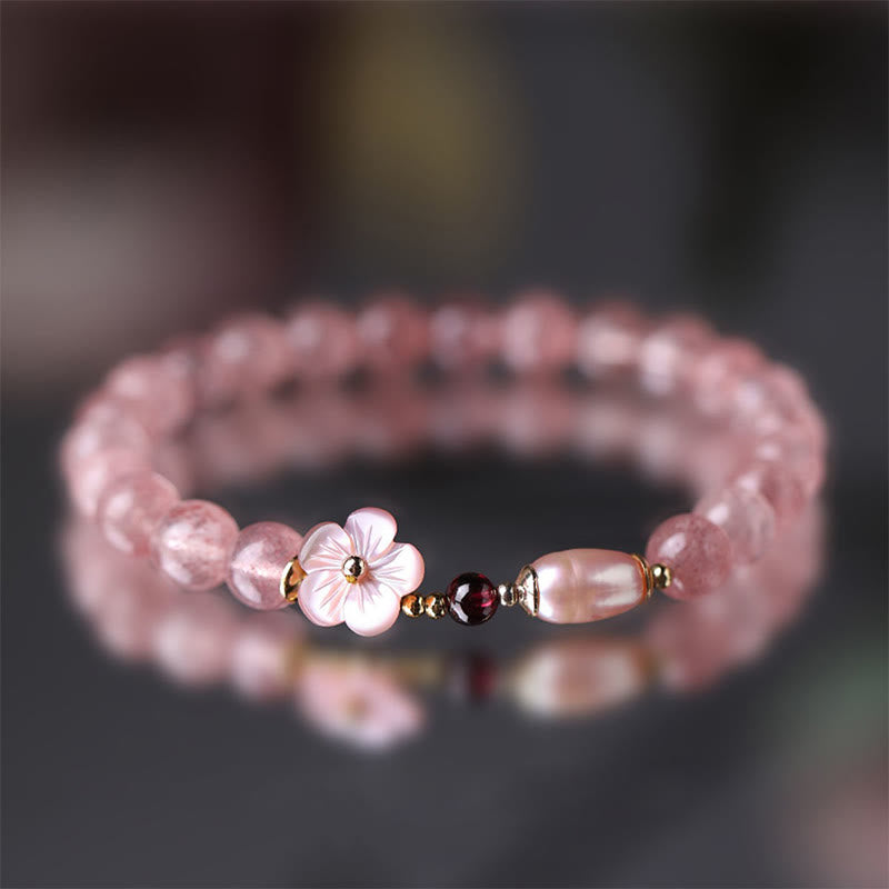 MythStone Strawberry Quartz Peach Blossom Love Bracelet