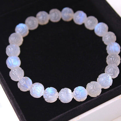 Mytthstone Natural Moonstone Lotus Love Bracelet