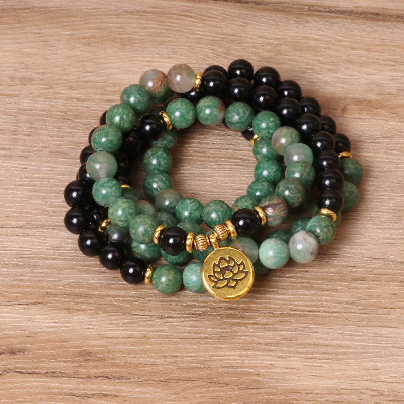 MythStone 108 Beads Natural Agate Mala Healing Bracelet