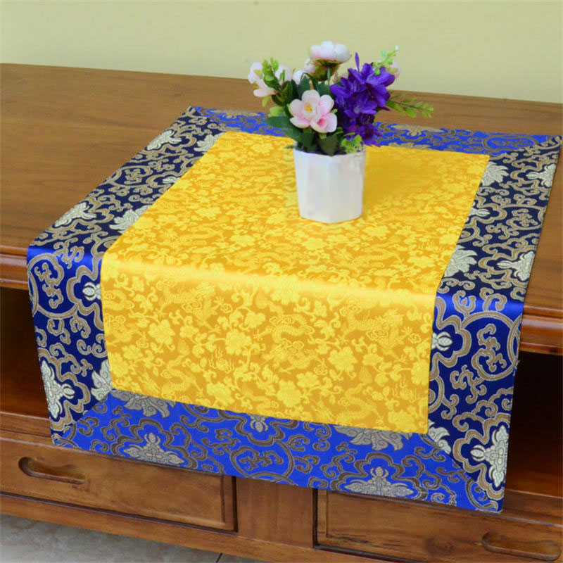 Mythstone Brocade Prayer Altar Flower Vajra Dragon Pattern Auspicious Symbols Table Runner