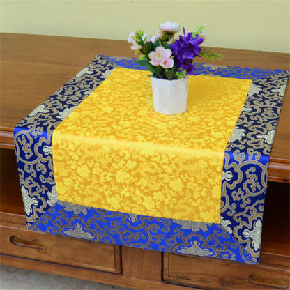 Mythstone Brocade Prayer Altar Flower Vajra Dragon Pattern Auspicious Symbols Table Runner