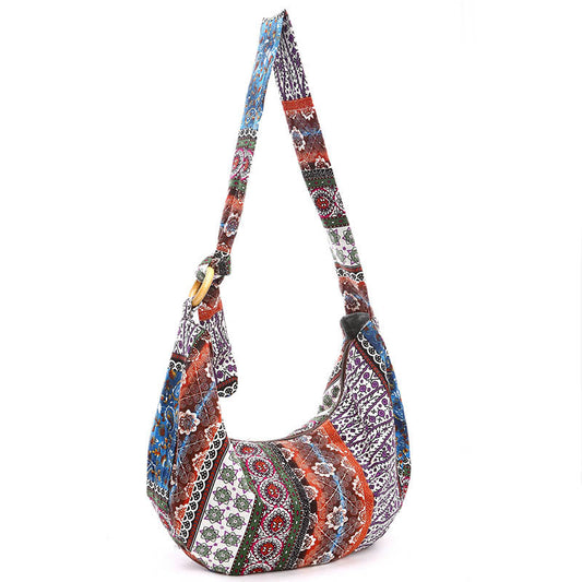 Mythstone Cotton Stripes Print Crossbody Bag Shoulder Bag