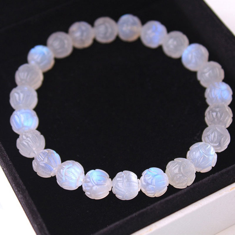 Mytthstone Natural Moonstone Lotus Love Bracelet