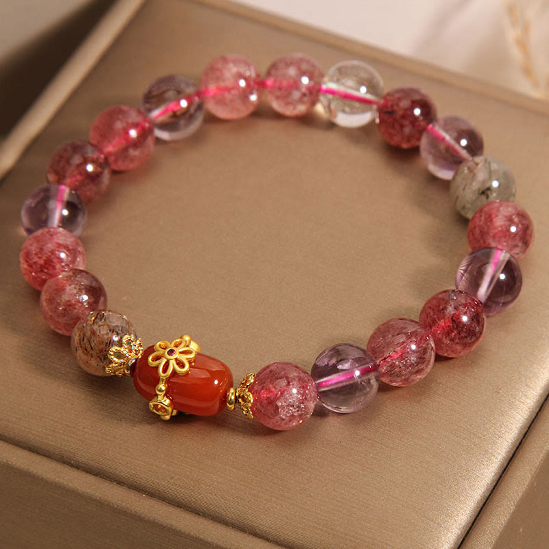 Mythstone Natural Super Seven Crystal Red Agate Positivity Bracelet