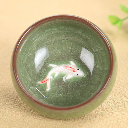 Mythstone Cute Koi Fish Ceramic Teacup Kung Fu Tea Cup Bowl 45ml