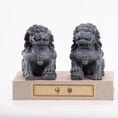 Mythstone 2Pcs Lion Statue Courage Strength Resin Home Office Decoration