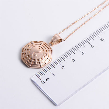 Mythstone Bagua Yin Yang Titanium Steel Balance Necklace Chain Pendant