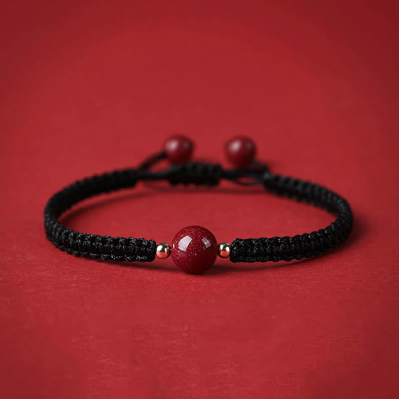 Mythstone Lucky Cinnabar Bead Blessing Red String Bracelet