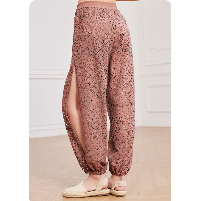 Pantalones de harén holgados con estampado de flores de anacardo de Mythstone, pantalones de yoga para mujer con abertura lateral 