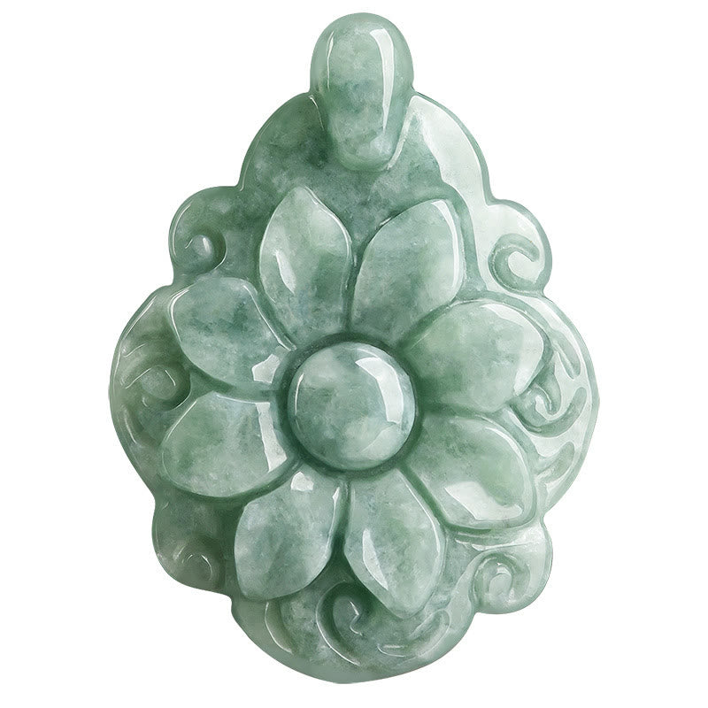 Colgante de collar con diseño de flor de Kalanchoe blossfeldiana de jade natural Mythstone 