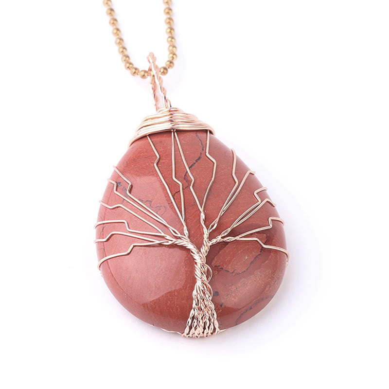 Mythstone Natural Quartz Crystal Tree Of Life Healing Energy Necklace Pendant