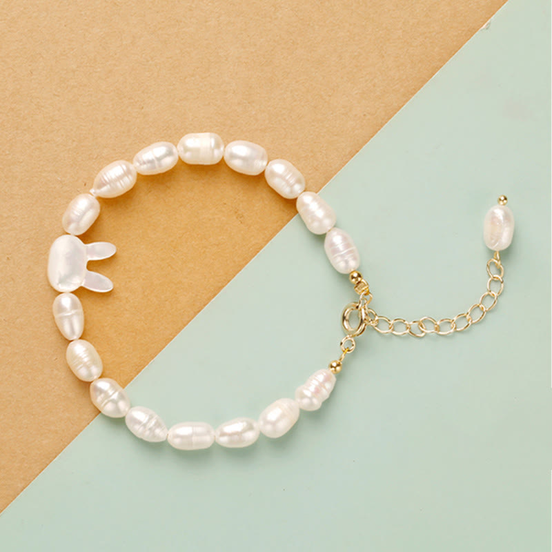 Mythstone Natural Pearl Cute Rabbit Sincerity Bracelet