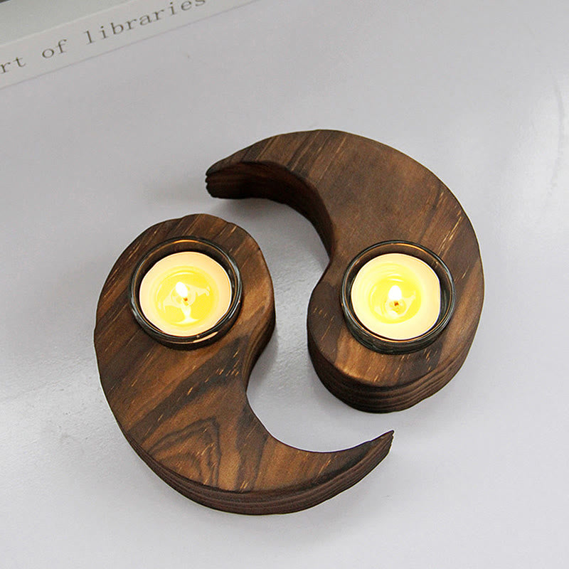 Candelabro de madera Yin Yang de Mythstone, artículos para uso en rituales de meditación 