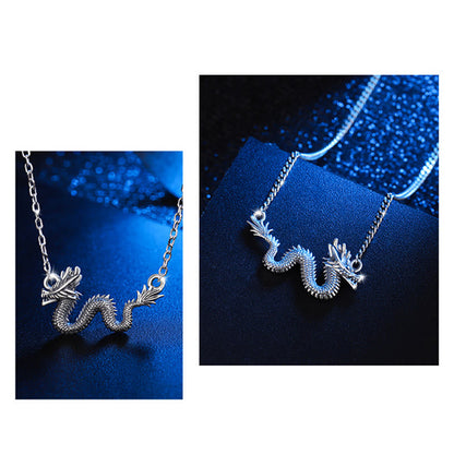 Mythstone 925 Sterling Silver Year Of The Dragon Auspicious Dragon Protection Chain Necklace Pendant