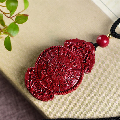 Mythstone Laughing Buddha Yin Yang Chinese Zodiac Gourd Natural Cinnabar Blessing Necklace Pendant