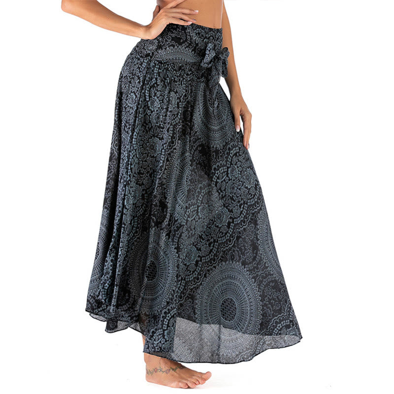 Mythstone Two Style Wear Boho Compass Rose Flower Skirt Dress