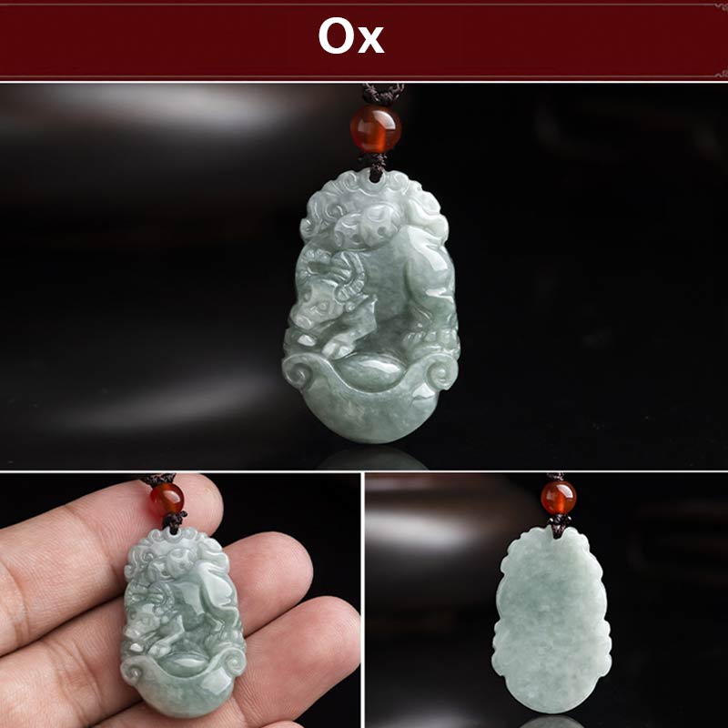 Mythstone Natural Jade 12 Chinese Zodiac Sucess Pendant Necklace Necklaces & Pendants Mythstone 7