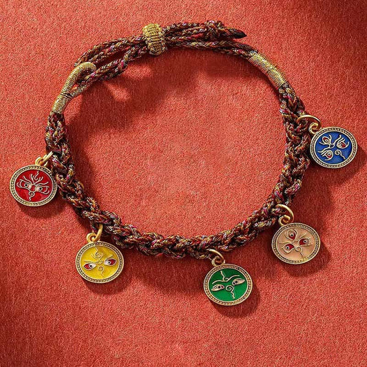 Mythstone Tibetan Five God Of Wealth Thangka Luck Braid String Bracelet