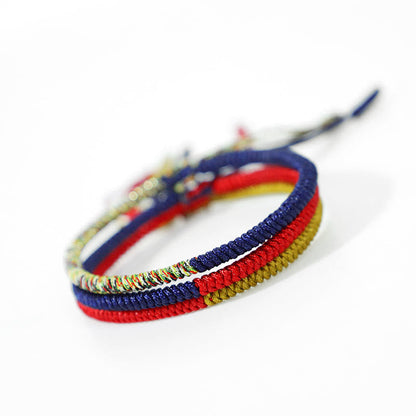 Mythstone Tibet Handmade Multicolor King Kong Knot Faith Protection Braided Two-Color String Bracelet