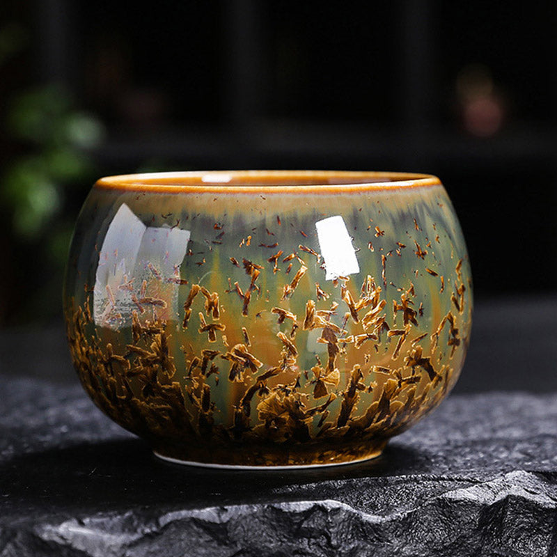 Mythstone Colorful Brown Ceramic Teacup Kung Fu Tea Cup Bowl