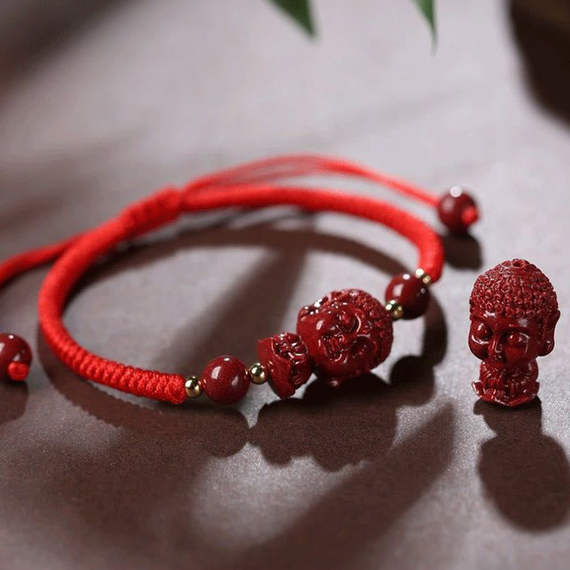 Mythstone Chinese Zodiac Natal Buddha Cinnabar Amulet Blessing String Bracelet