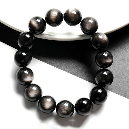 Mythstone Natural Silver Sheen Obsidian Soothing Protection Bracelet