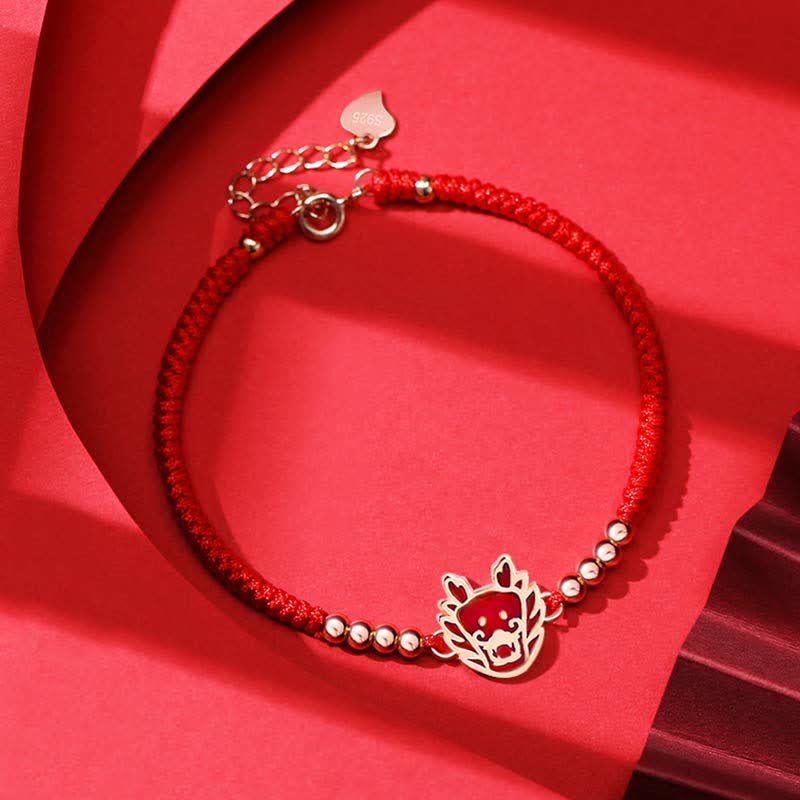 Mythstone 925 Sterling Silver Chinese Zodiac Luck Faith Discolor Red String Bracelet