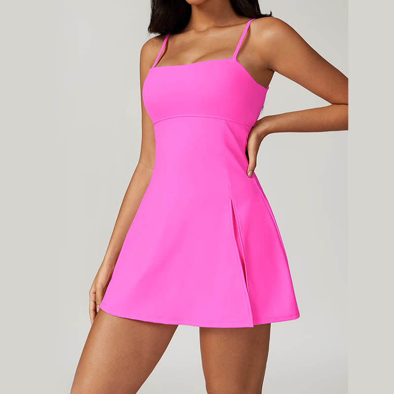 Vestido deportivo para mujer Mythstone de color liso, sin espalda, para tenis y yoga 