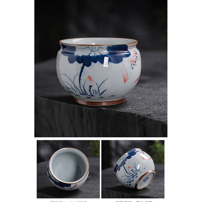 Mythstone Lotus Flower Leaf Bamboo Ceramic Teacup Kung Fu Tea Cups