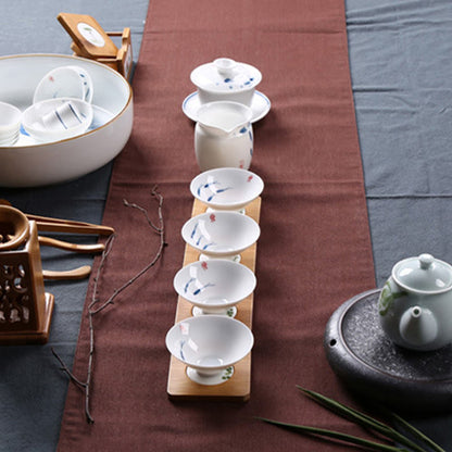 Tazas de té de cerámica con forma de pez koi de porcelana azul y blanca de Jingdezhen Mythstone, tazas de té de kung fu 