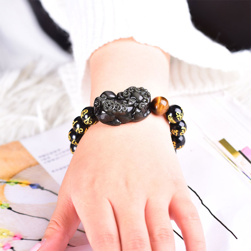 Mythstone FengShui PiXiu Obsidian Wealth Bracelet