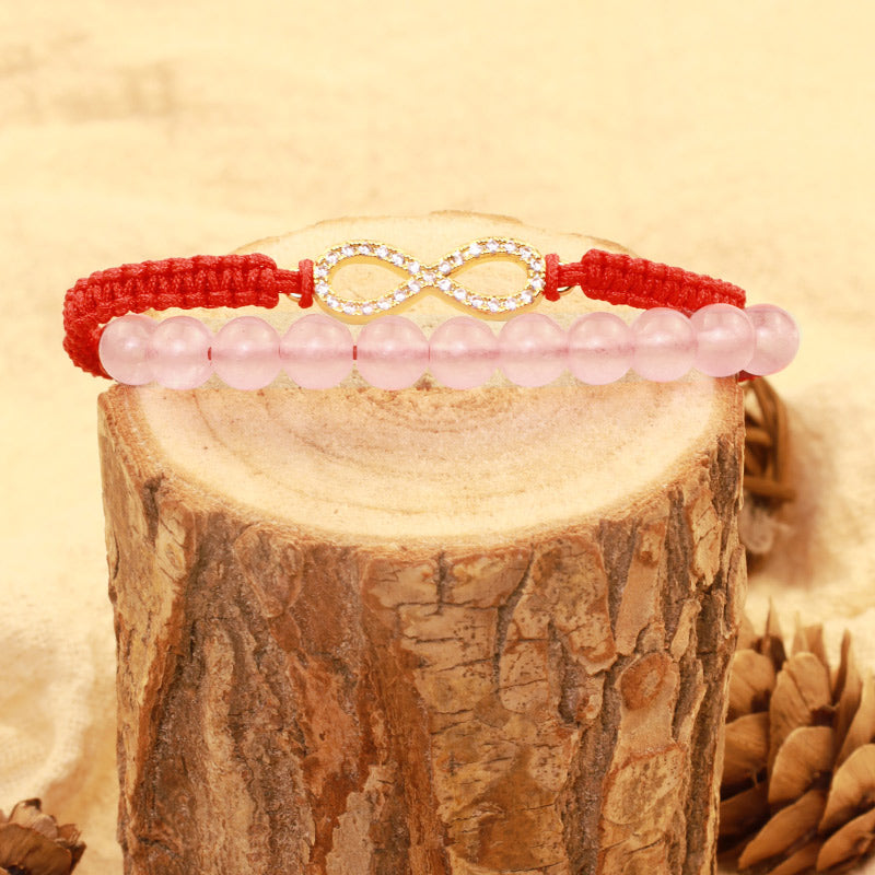 Pulsera de hilo rojo relajante con cristales de loto rosa tibetanos hechos a mano de Mythstone