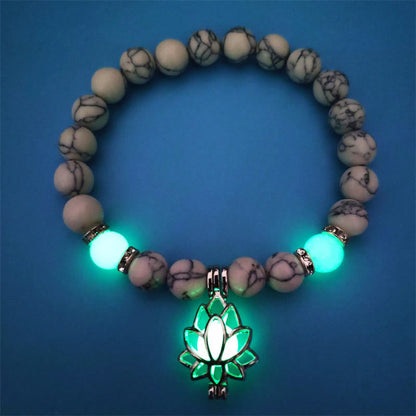 MythStone Tibetan Turquoise Glowstone Luminous Bead Lotus Protection Bracelet