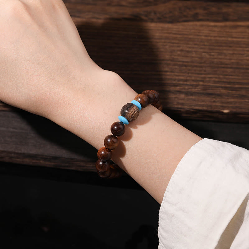 Mythstone Natural Rosewood Round Beads Cure Bracelet