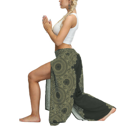 Mythstone Boho Pants Wide Leg Pants with Slits Sports Fitness Dance Women's Yoga Pants