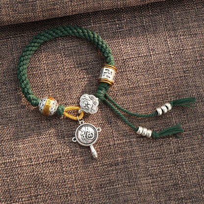 Pulsera trenzada hecha a mano con el símbolo tibetano Om Mani Padme Hum Fu y la suerte 