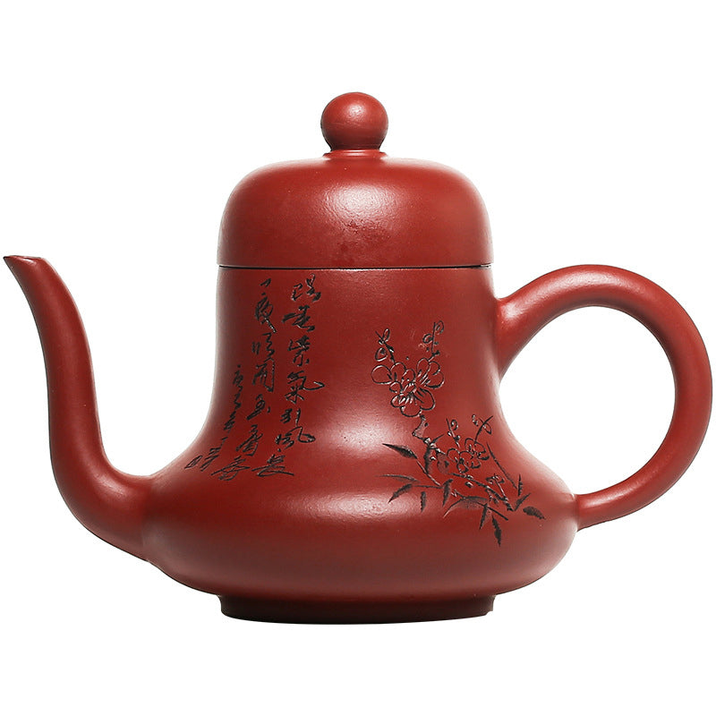 Mythstone Vintage Bamboo Peach Blossom Purple Clay Kung Fu Teapot